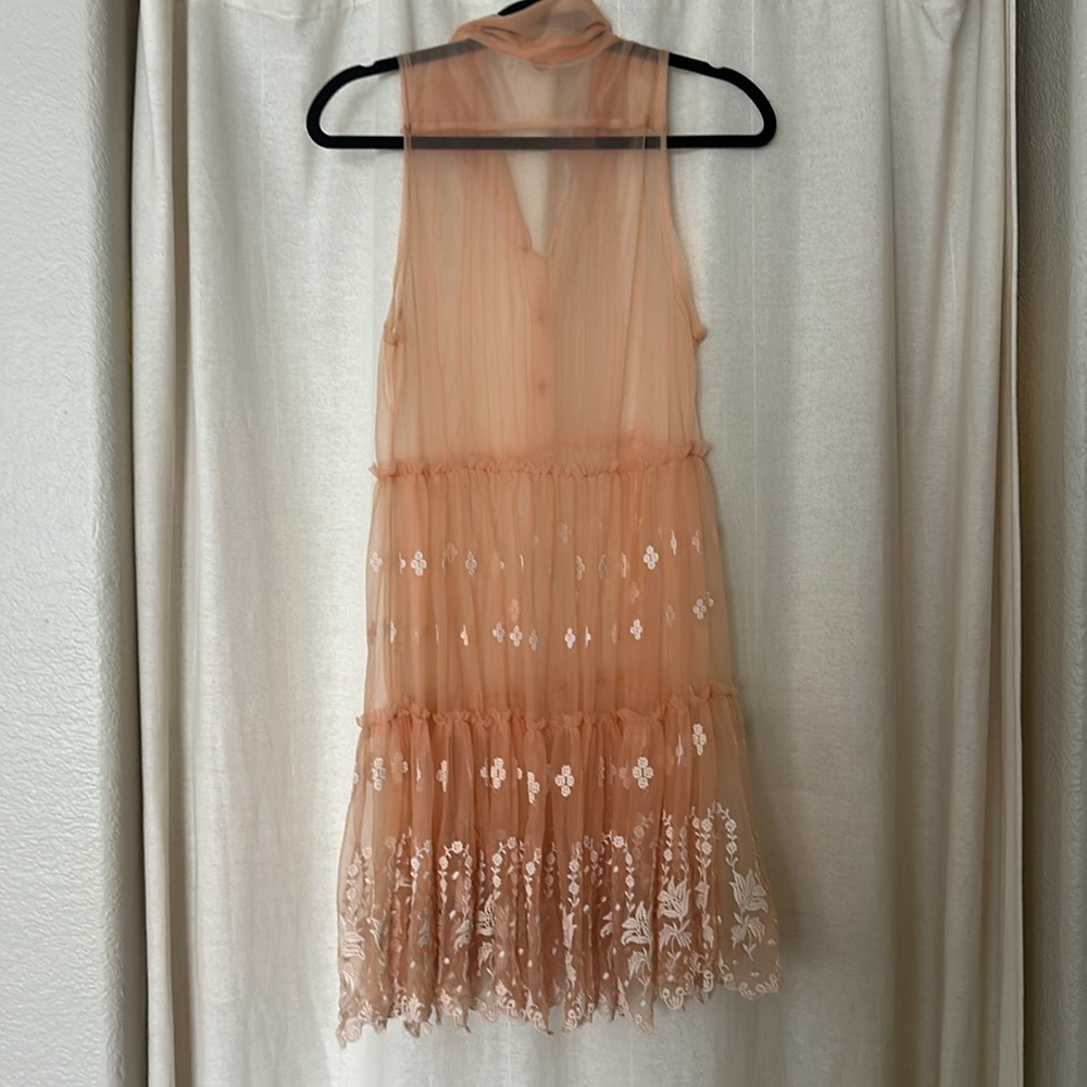 Free people peach midi embroidered dress - Picture 2 of 7